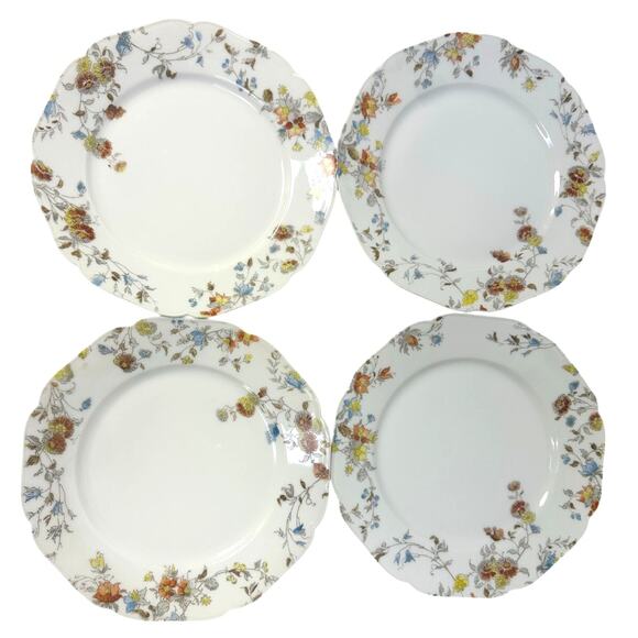 Antique 1910-1920 Haviland & Co. Limoges 'Amber Rose' Octagonal Plates-5 Pieces - Picture 4 of 9